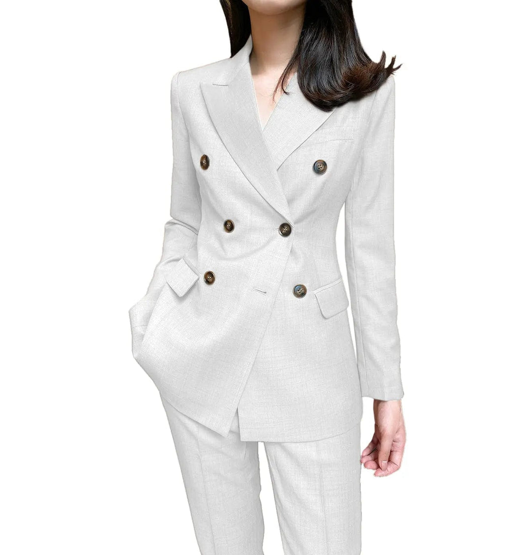 solovedress Formal Flat 2 Pieces Women Suit Peak Lapel Blazer (Blazer+Pants)