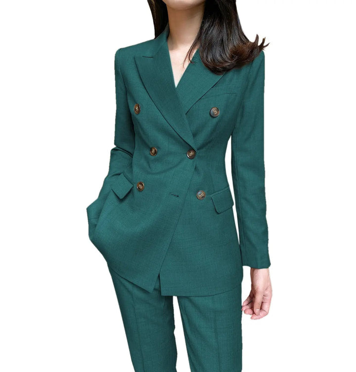 solovedress Formal Flat 2 Pieces Women Suit Peak Lapel Blazer (Blazer+Pants)