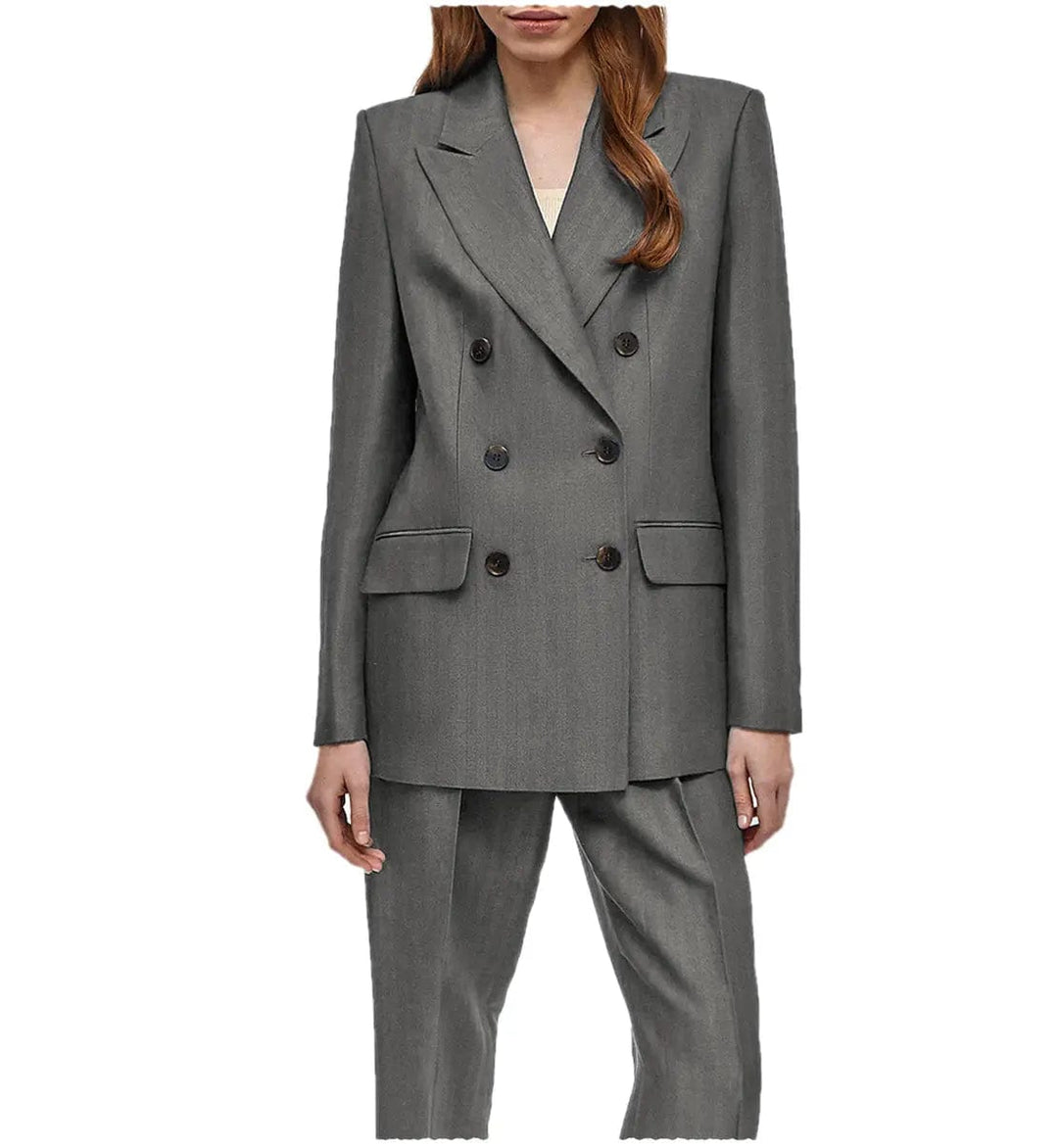 solovedress Formal Flat Peak Lapel 2 Pieces Suit Women (Blazer+Pants)