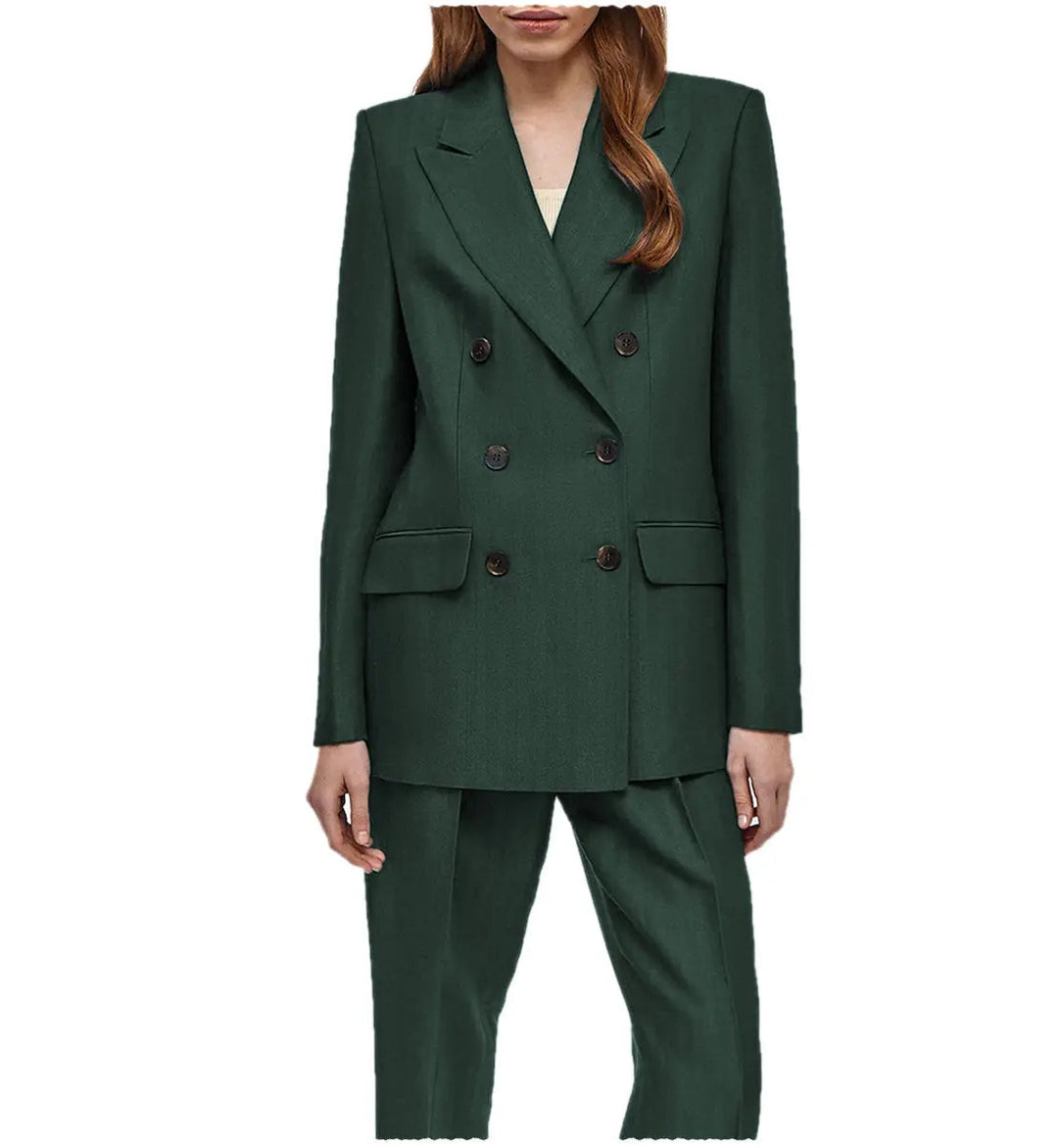 solovedress Formal Flat Peak Lapel 2 Pieces Suit Women (Blazer+Pants)