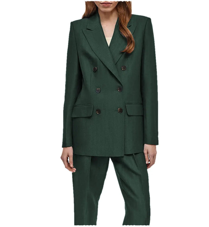 solovedress Formal Flat Peak Lapel 2 Pieces Suit Women (Blazer+Pants)