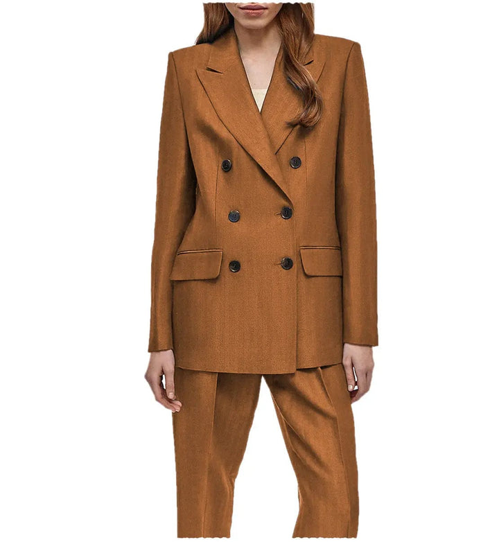 solovedress Formal Flat Peak Lapel 2 Pieces Suit Women (Blazer+Pants)