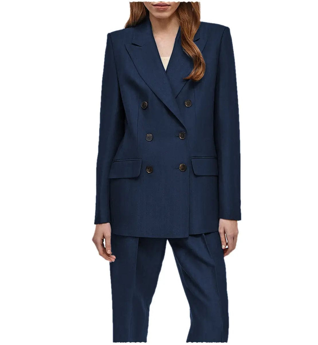 solovedress Formal Flat Peak Lapel 2 Pieces Suit Women (Blazer+Pants)