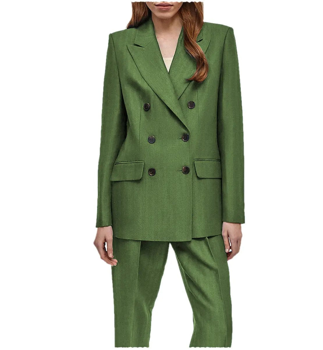 solovedress Formal Flat Peak Lapel 2 Pieces Suit Women (Blazer+Pants)