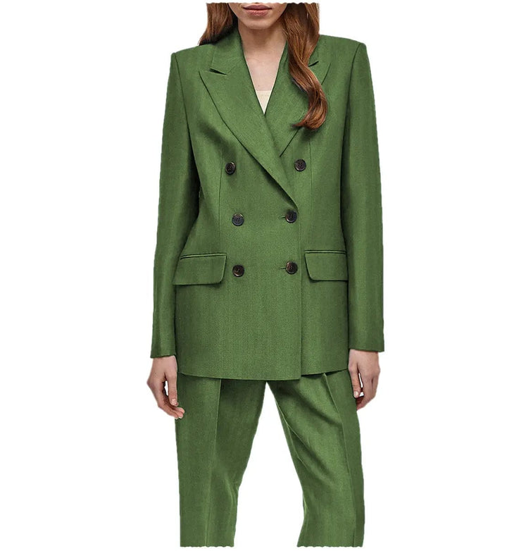solovedress Formal Flat Peak Lapel 2 Pieces Suit Women (Blazer+Pants)