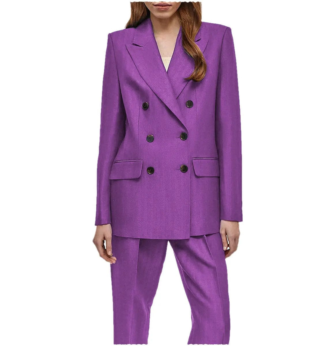solovedress Formal Flat Peak Lapel 2 Pieces Suit Women (Blazer+Pants)