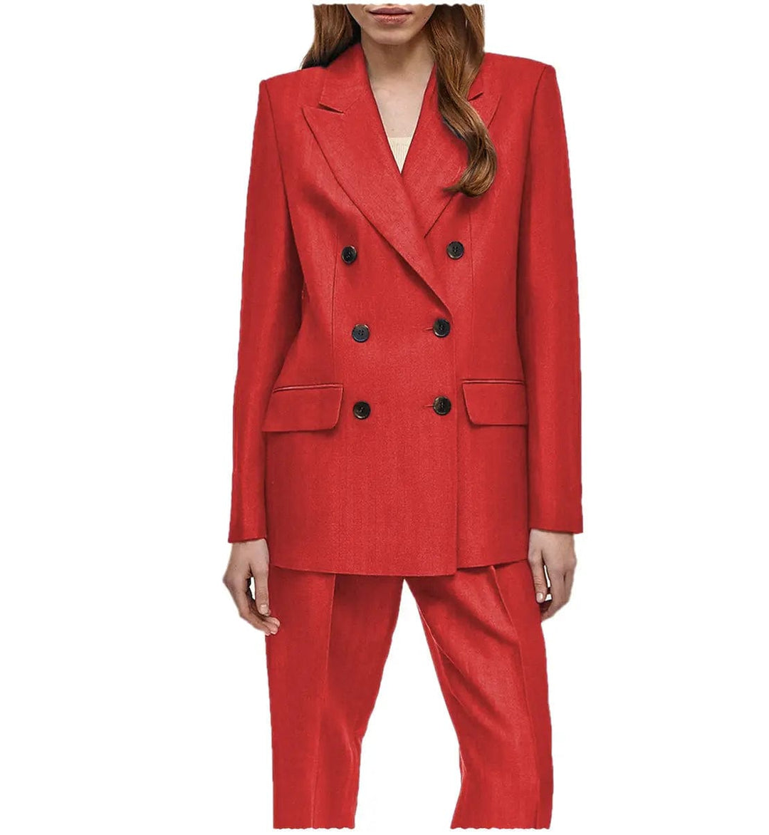 solovedress Formal Flat Peak Lapel 2 Pieces Suit Women (Blazer+Pants)