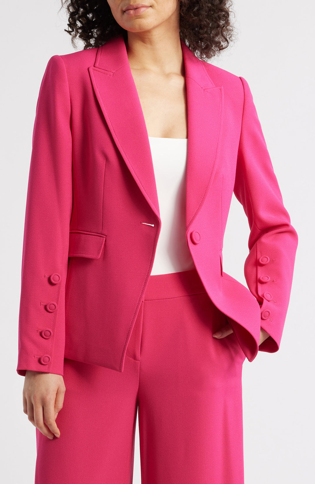 solovedress Fuchsia 2 Piece Single Button Business Casual Slim Fit Women Suit