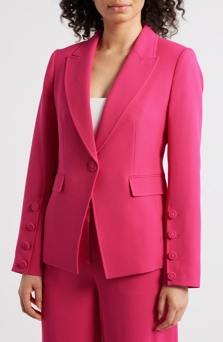 solovedress Fuchsia 2 Piece Single Button Business Casual Slim Fit Women Suit