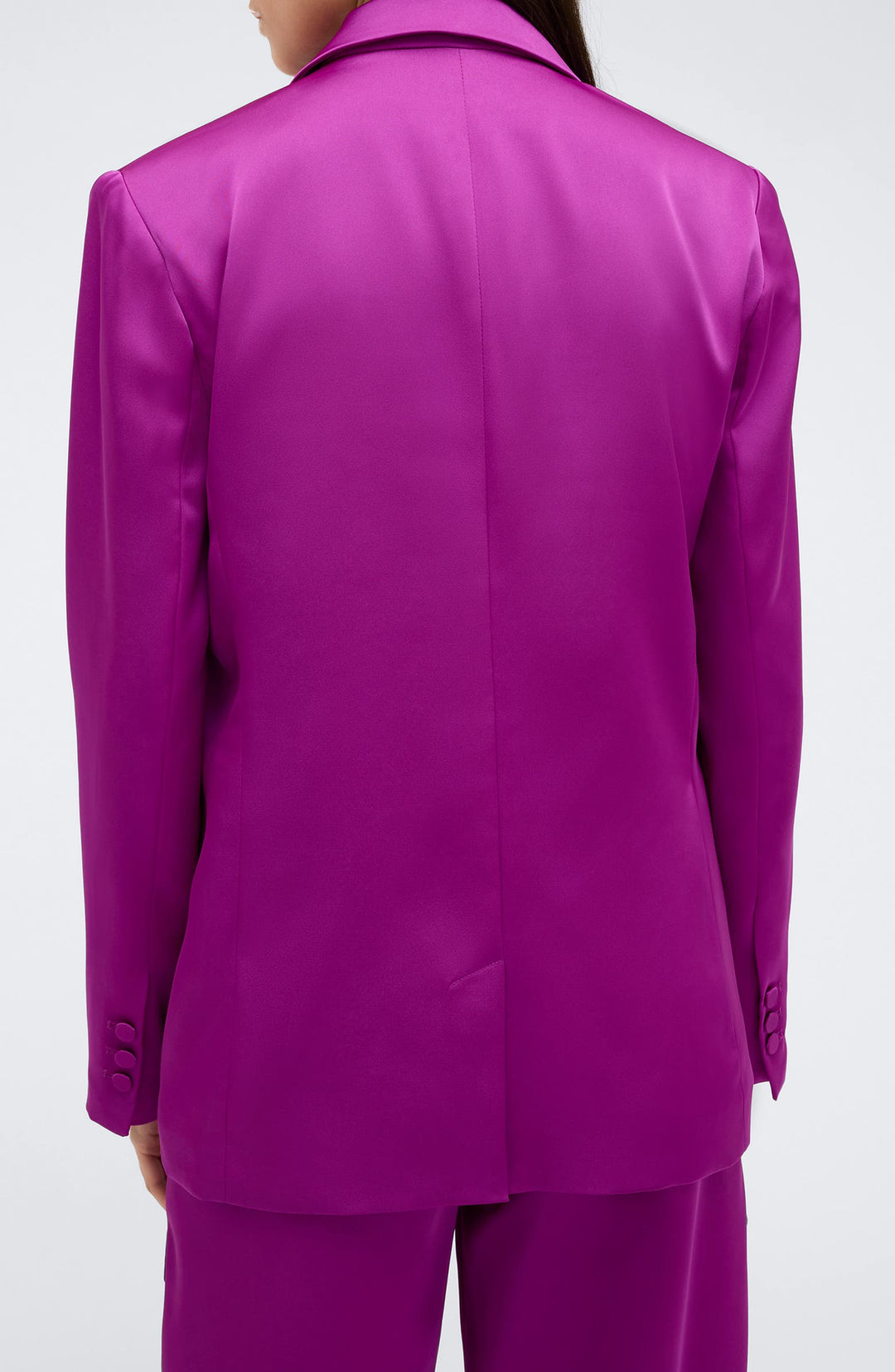 solovedress Fuchsia 2 Piece Single Button Casual Satin Women Suit (Blazer+Pants)