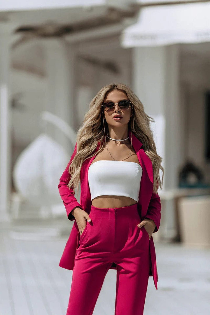 solovedress Fusion 2 Piece Double Breasted Business Casual Slim Fit Women Suit