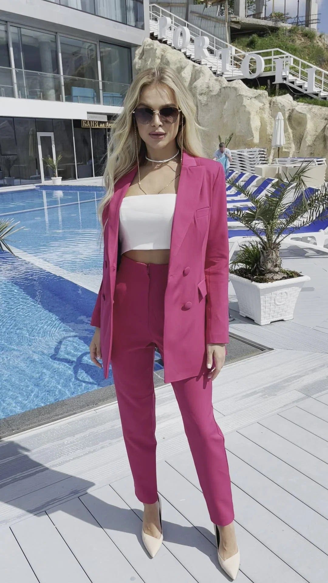 solovedress Fusion 2 Piece Double Breasted Business Casual Slim Fit Women Suit