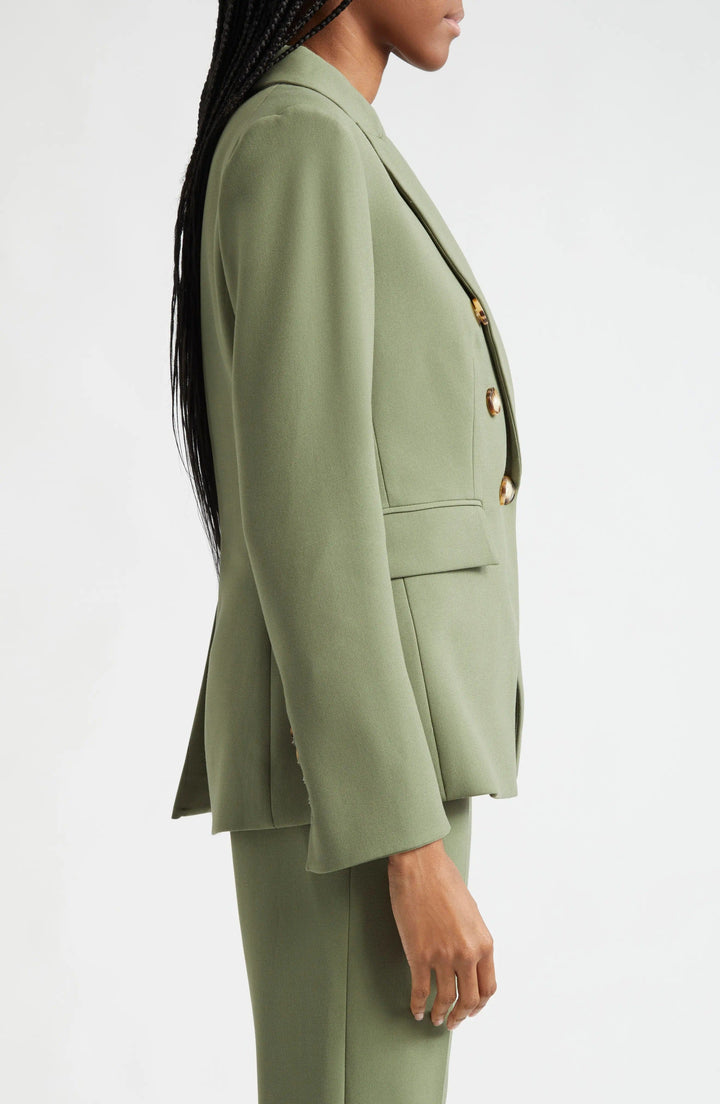 solovedress Green 2 Piece Double Breasted Peak Lapel Business Casual Women Suit