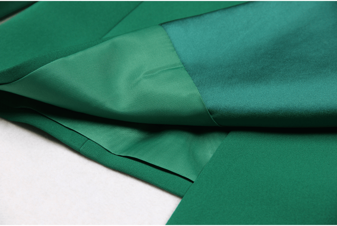 solovedress Green 2 Piece Double Breasted Satin Collar Business Casual Slim Fit Women's Suit