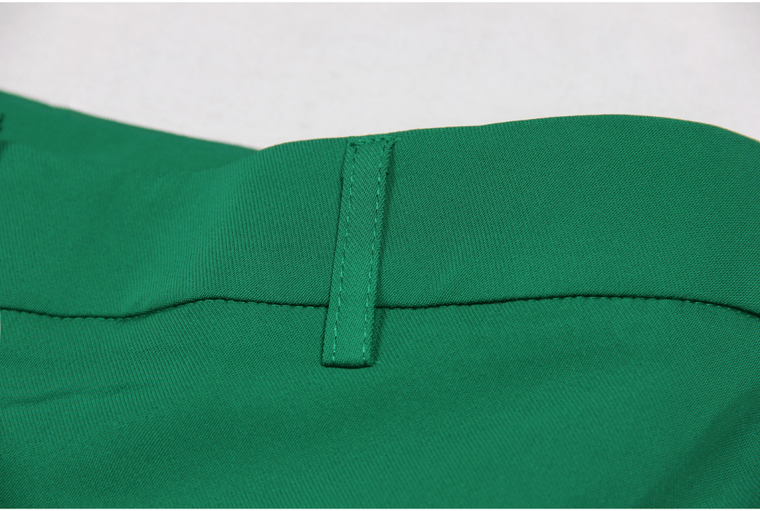 solovedress Green 2 Piece Double Breasted Satin Collar Business Casual Slim Fit Women's Suit