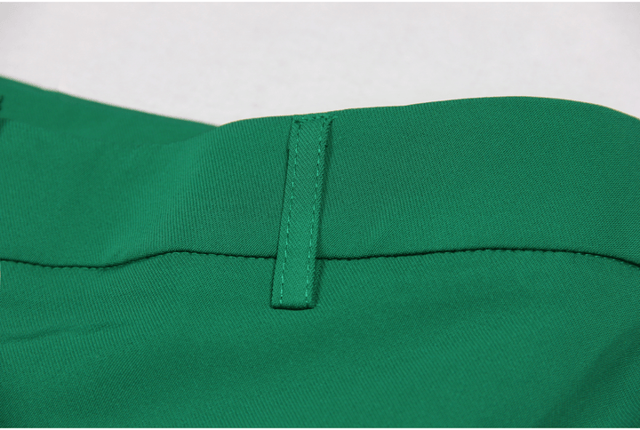 solovedress Green 2 Piece Double Breasted Satin Collar Business Casual Slim Fit Women's Suit