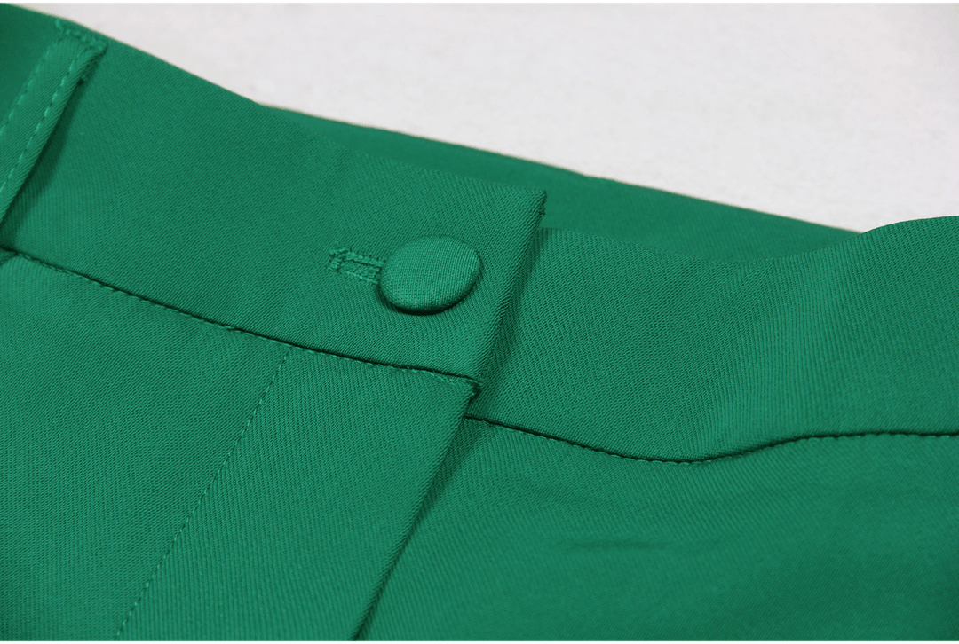 solovedress Green 2 Piece Double Breasted Satin Collar Business Casual Slim Fit Women's Suit