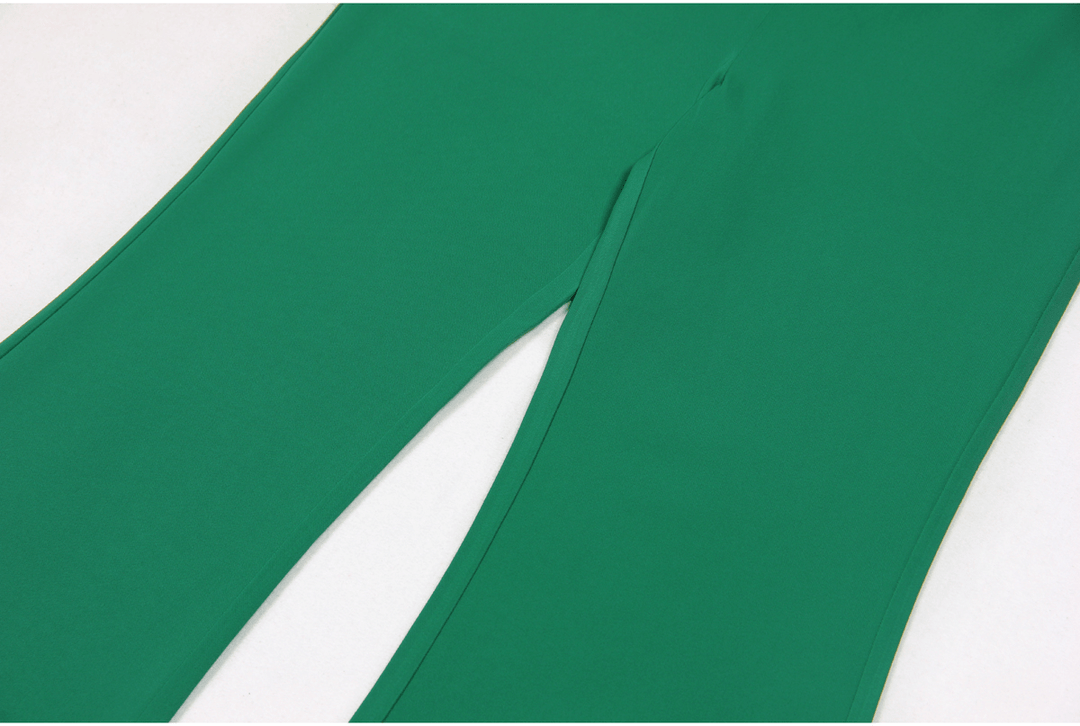 solovedress Green 2 Piece Double Breasted Satin Collar Business Casual Slim Fit Women's Suit