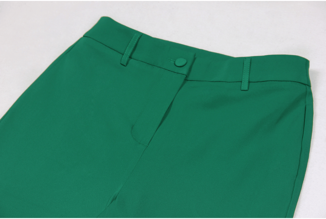 solovedress Green 2 Piece Double Breasted Satin Collar Business Casual Slim Fit Women's Suit