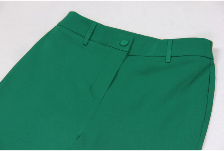 solovedress Green 2 Piece Double Breasted Satin Collar Business Casual Slim Fit Women's Suit