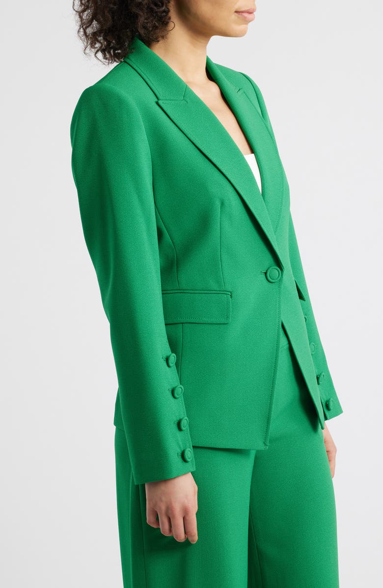 solovedress Green 2 Piece Single Buttons Peak Lapel Business Casual Slim Fit Women's Suit