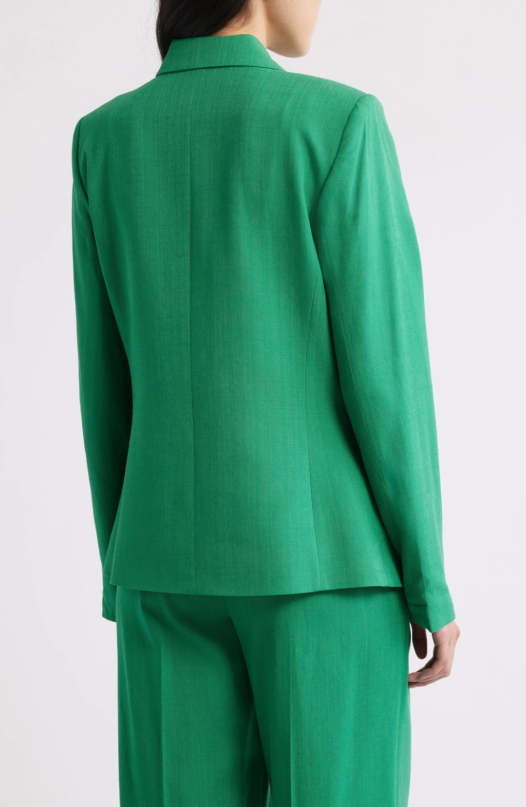 solovedress Green 2 Piece Summer Linen Single Button Business Casual Women Suit (Blazer+Pants)