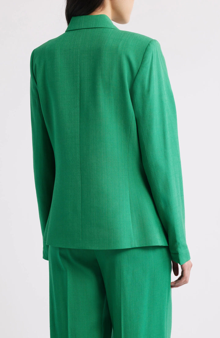 solovedress Green 2 Piece Summer Linen Single Button Business Casual Women Suit (Blazer+Pants)