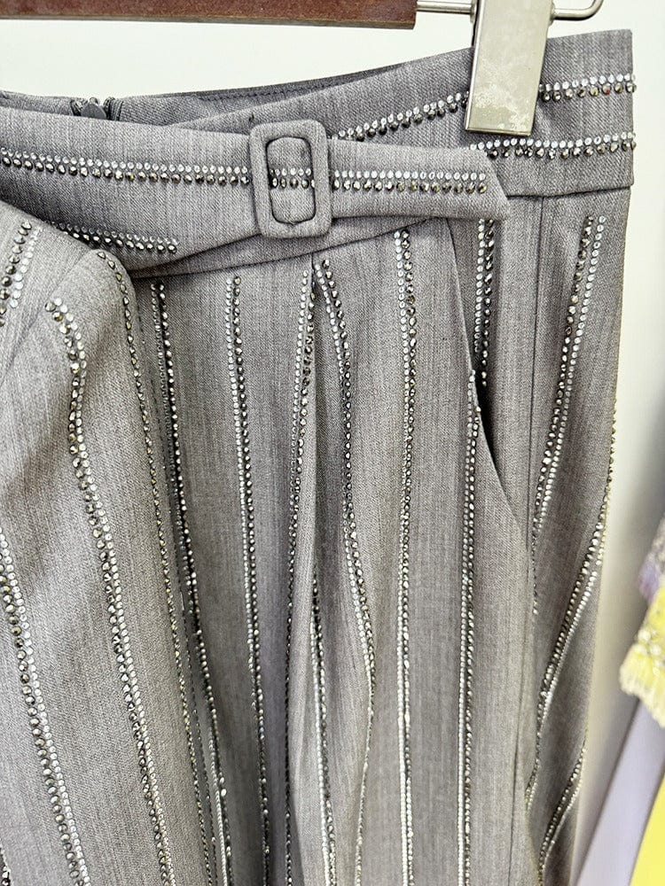 solovedress Grey Double-Breasted Women's Two-Piece Suit