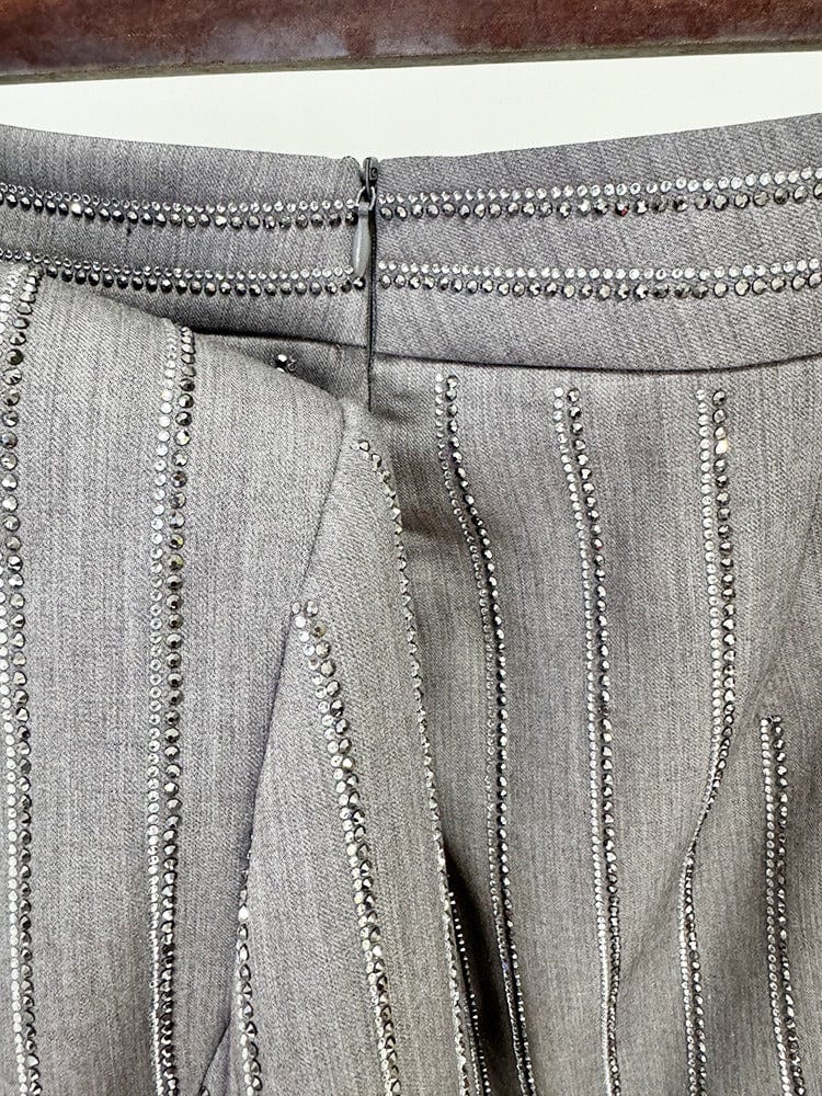 solovedress Grey Double-Breasted Women's Two-Piece Suit