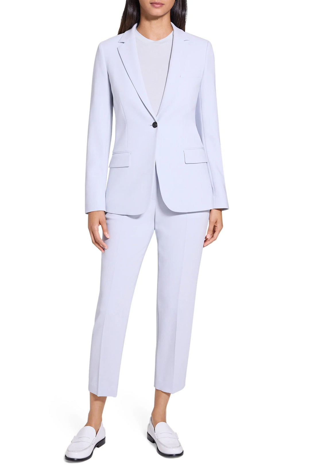 solovedress Light Blue 2 Piece Single Button Business Casual Women Suit