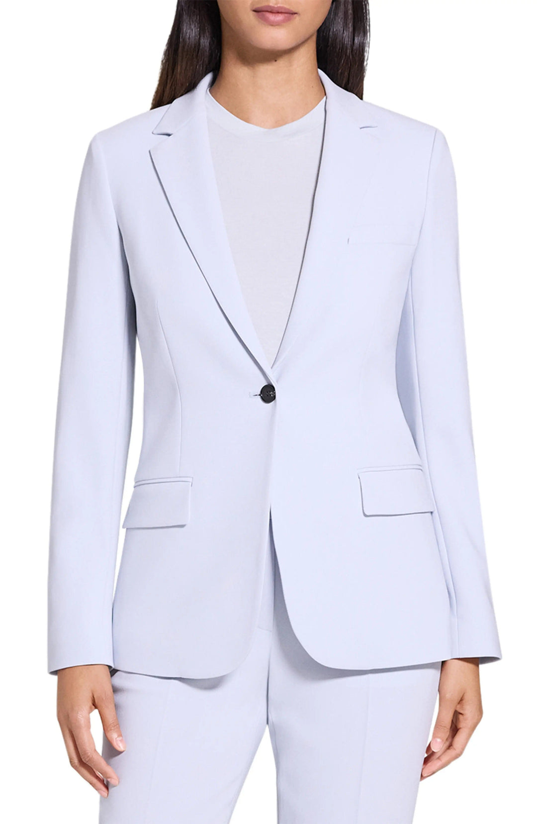 solovedress Light Blue 2 Piece Single Button Business Casual Women Suit
