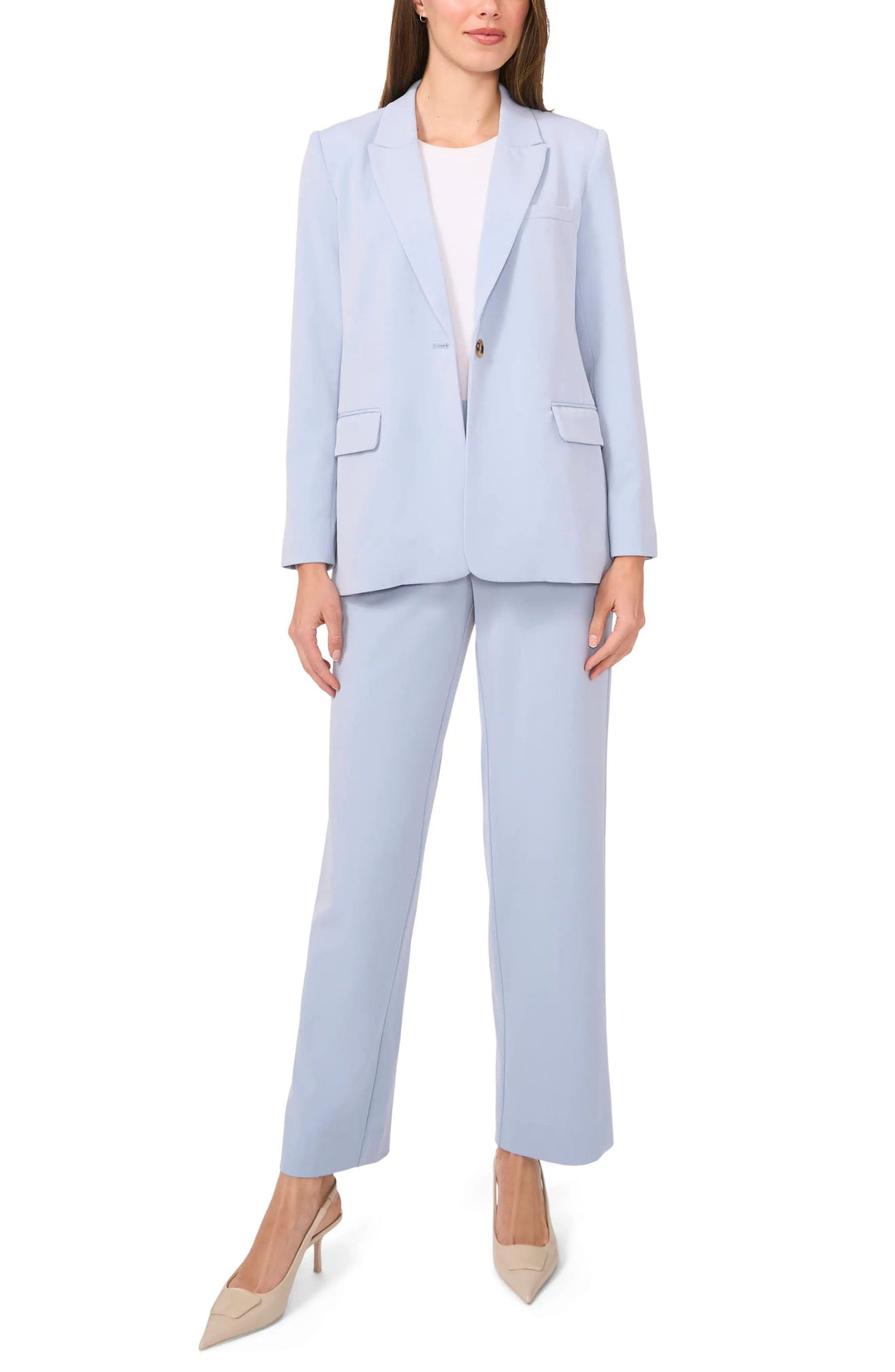 solovedress Light Blue 2 Piece Single Button Casual Slim Women Suit (Blazer+Pants)