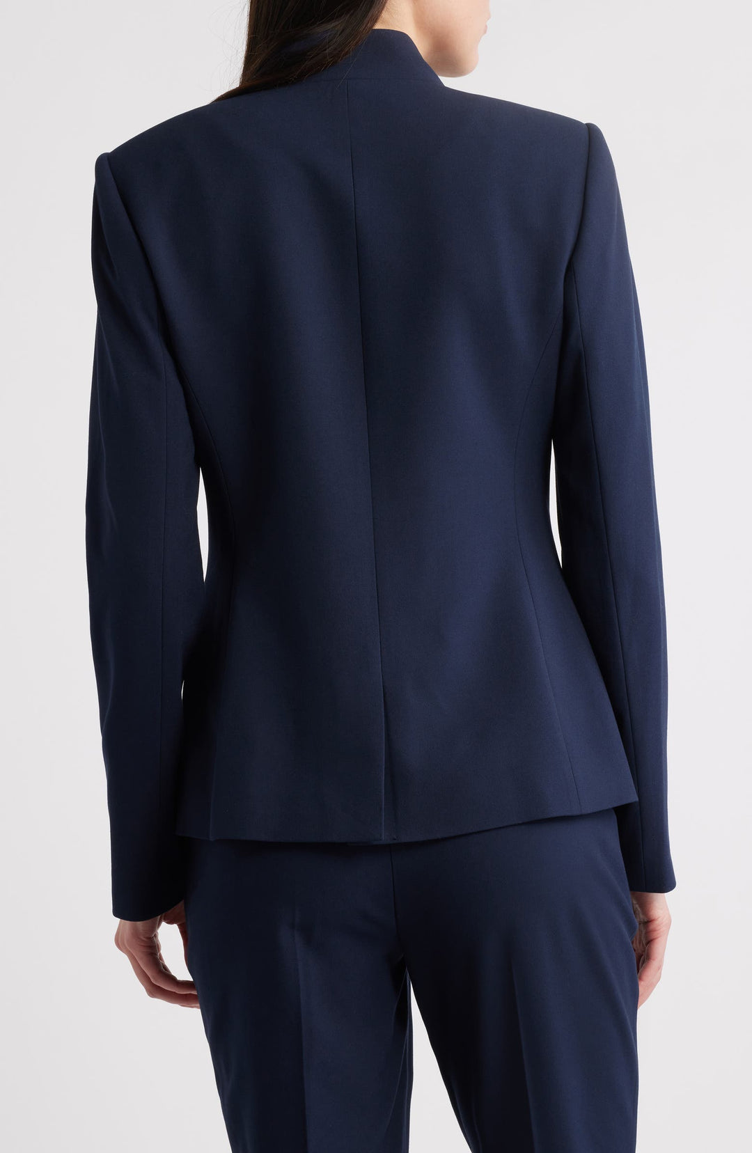 solovedress Navy 2 Piece Double Breasted Stand Collar Women Suit