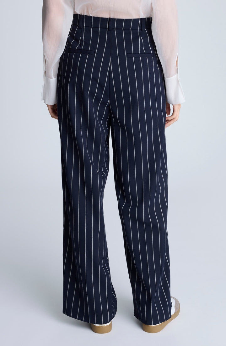 solovedress Navy 2 Piece Peak Lapel Business Casual Striped Women's Suit