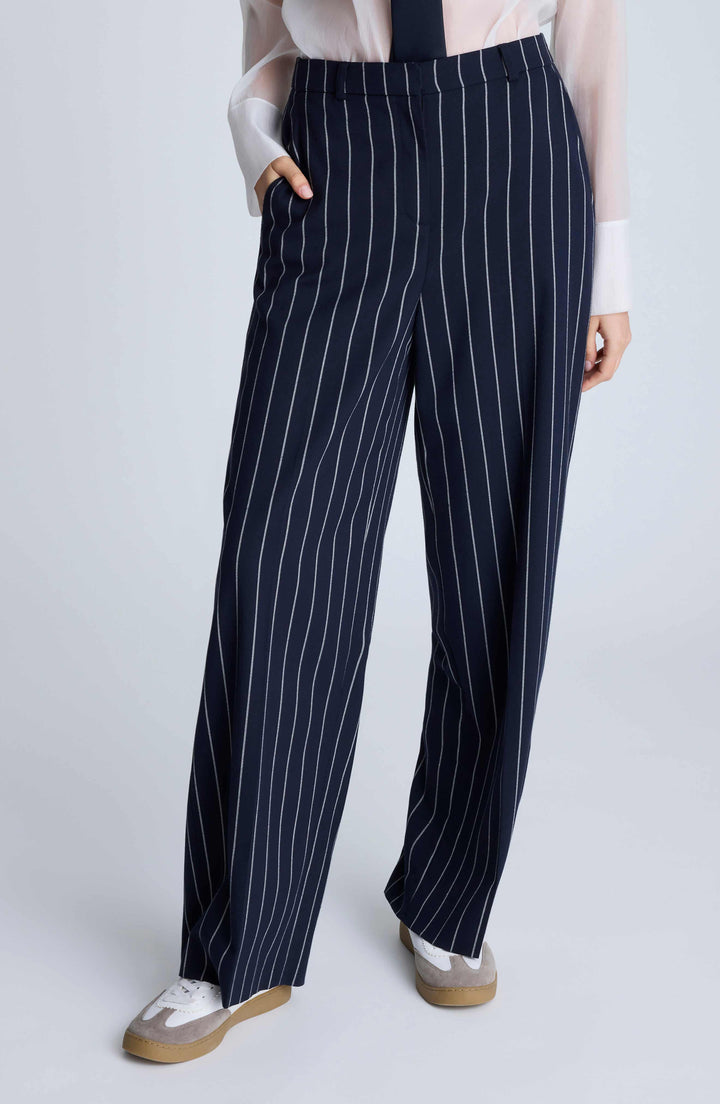 solovedress Navy 2 Piece Peak Lapel Business Casual Striped Women's Suit