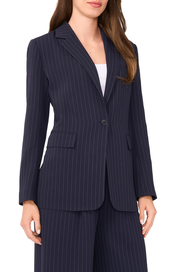 solovedress Navy 2 Piece Striped Peak Lapel  Women Suit (Blazer+Pants)