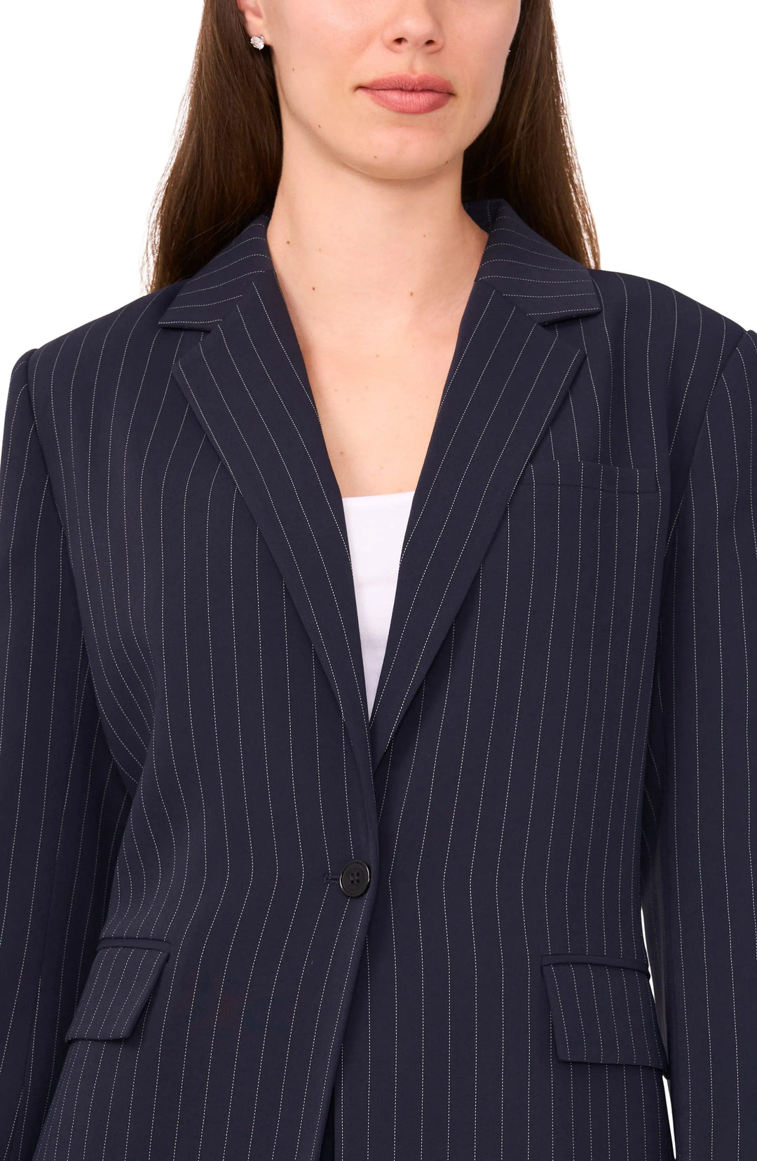 solovedress Navy 2 Piece Striped Peak Lapel  Women Suit (Blazer+Pants)