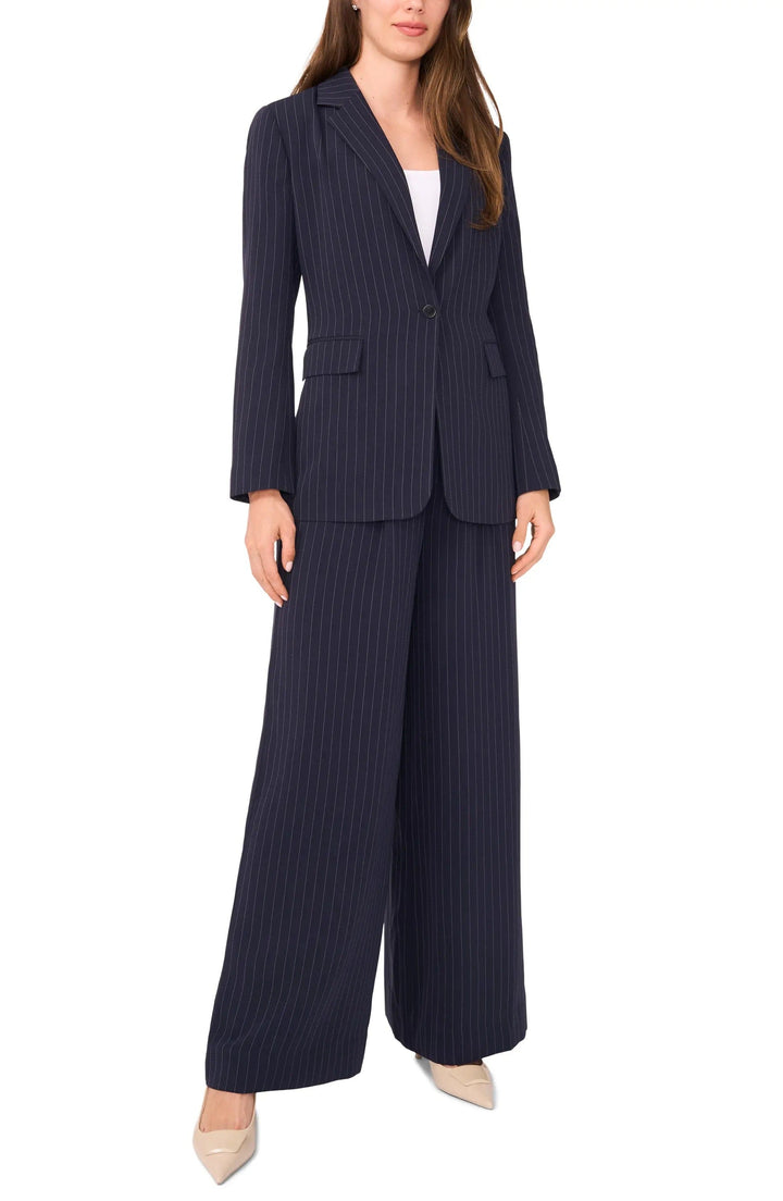 solovedress Navy 2 Piece Striped Peak Lapel  Women Suit (Blazer+Pants)