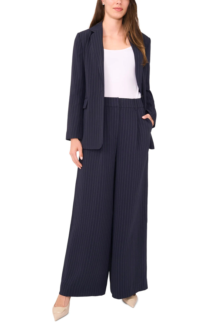 solovedress Navy 2 Piece Striped Peak Lapel  Women Suit (Blazer+Pants)