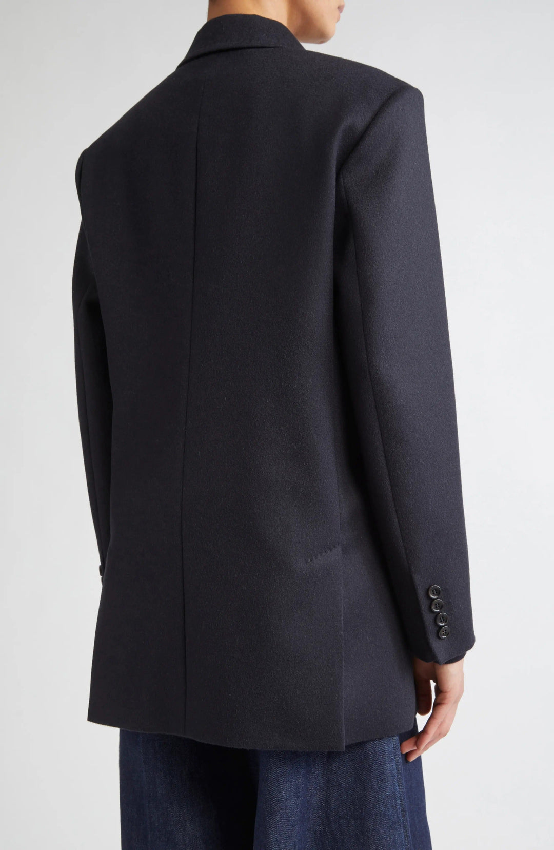 solovedress Navy Tweed Double Breasted Women's Blazer