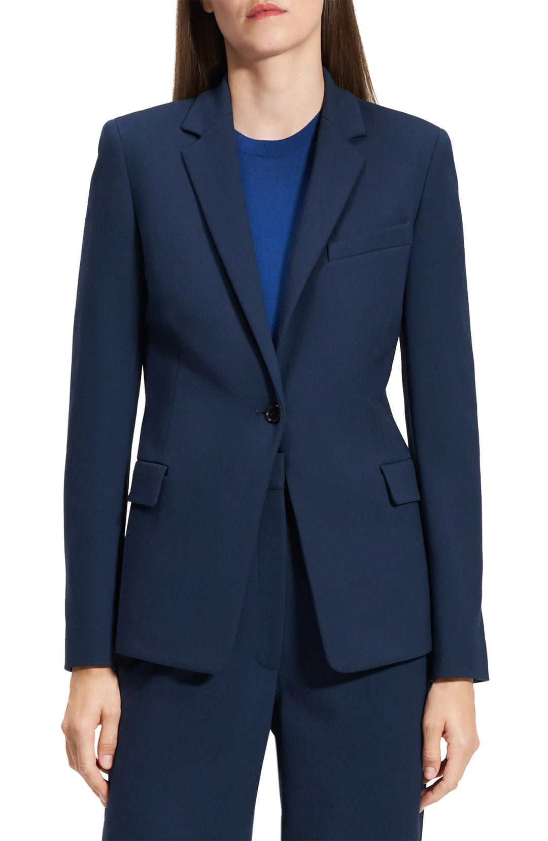 solovedress Navy Women Suit 2 Piece Single Button Peak Lapel Blazer (Blazer+Pants)