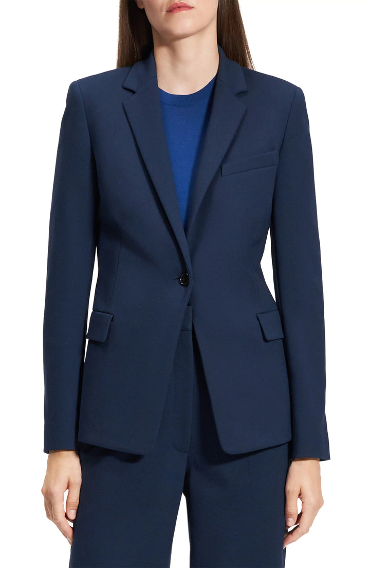 solovedress Navy Women Suit 2 Piece Single Button Peak Lapel Blazer (Blazer+Pants)