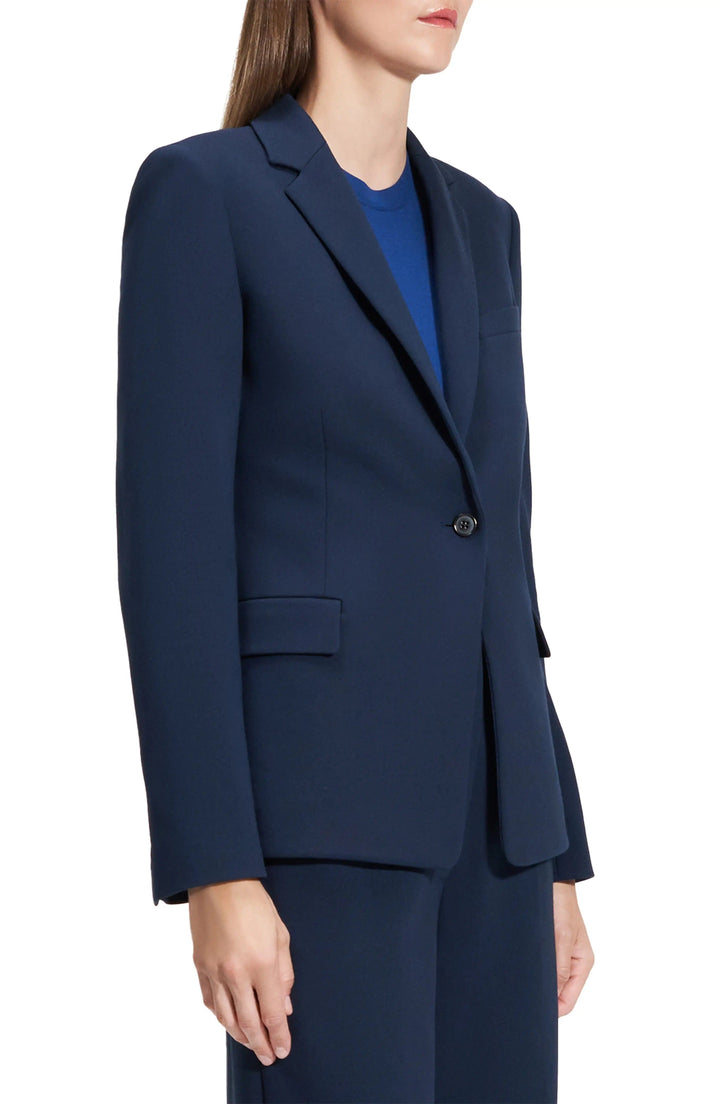 solovedress Navy Women Suit 2 Piece Single Button Peak Lapel Blazer (Blazer+Pants)