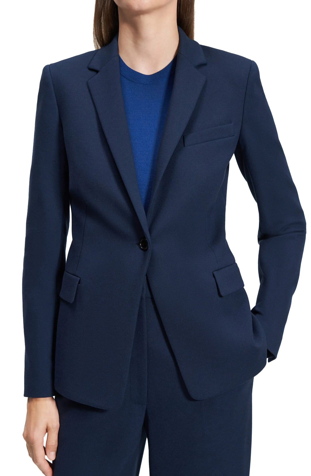 solovedress Navy Women Suit 2 Piece Single Button Peak Lapel Blazer (Blazer+Pants)