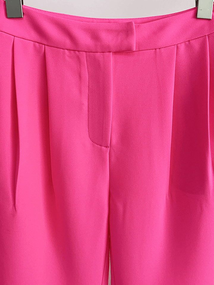 solovedress Pink 2 Piece Peak Lapel Single Breasted Slim Fit Women's Suit