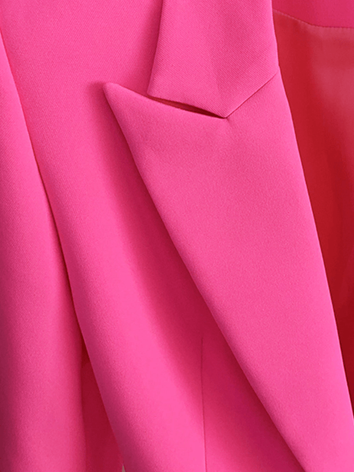 solovedress Pink 2 Piece Peak Lapel Single Breasted Slim Fit Women's Suit