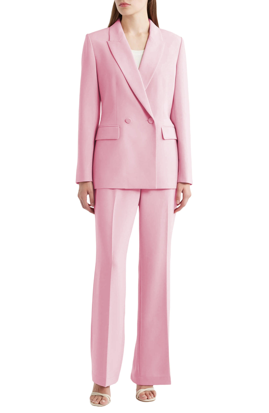 solovedress Pink 2 Piece Single Button Business Casual Silm Fit Women Suit