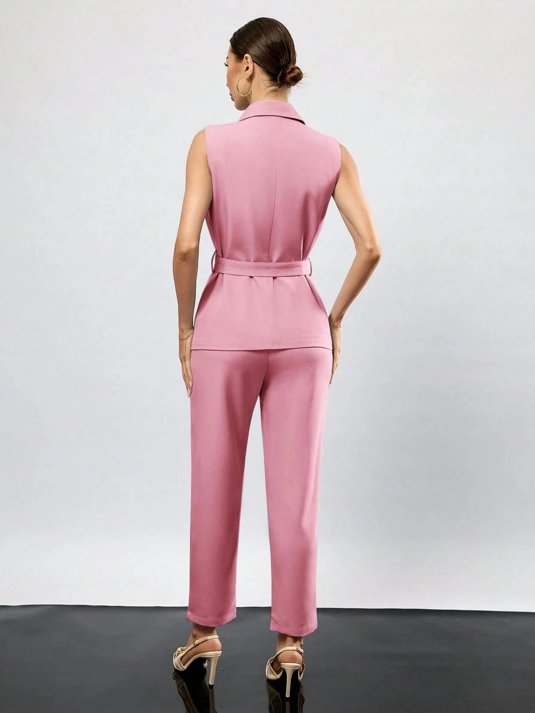 solovedress Pink 2 Piece Summer Single Button Casual Slim Fit Women Suit