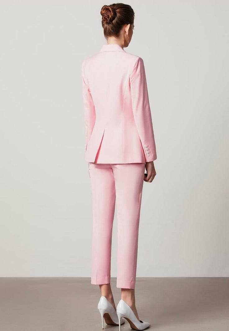 solovedress Pink Women's Suit 2 Piece Single Button Blazer & Pants