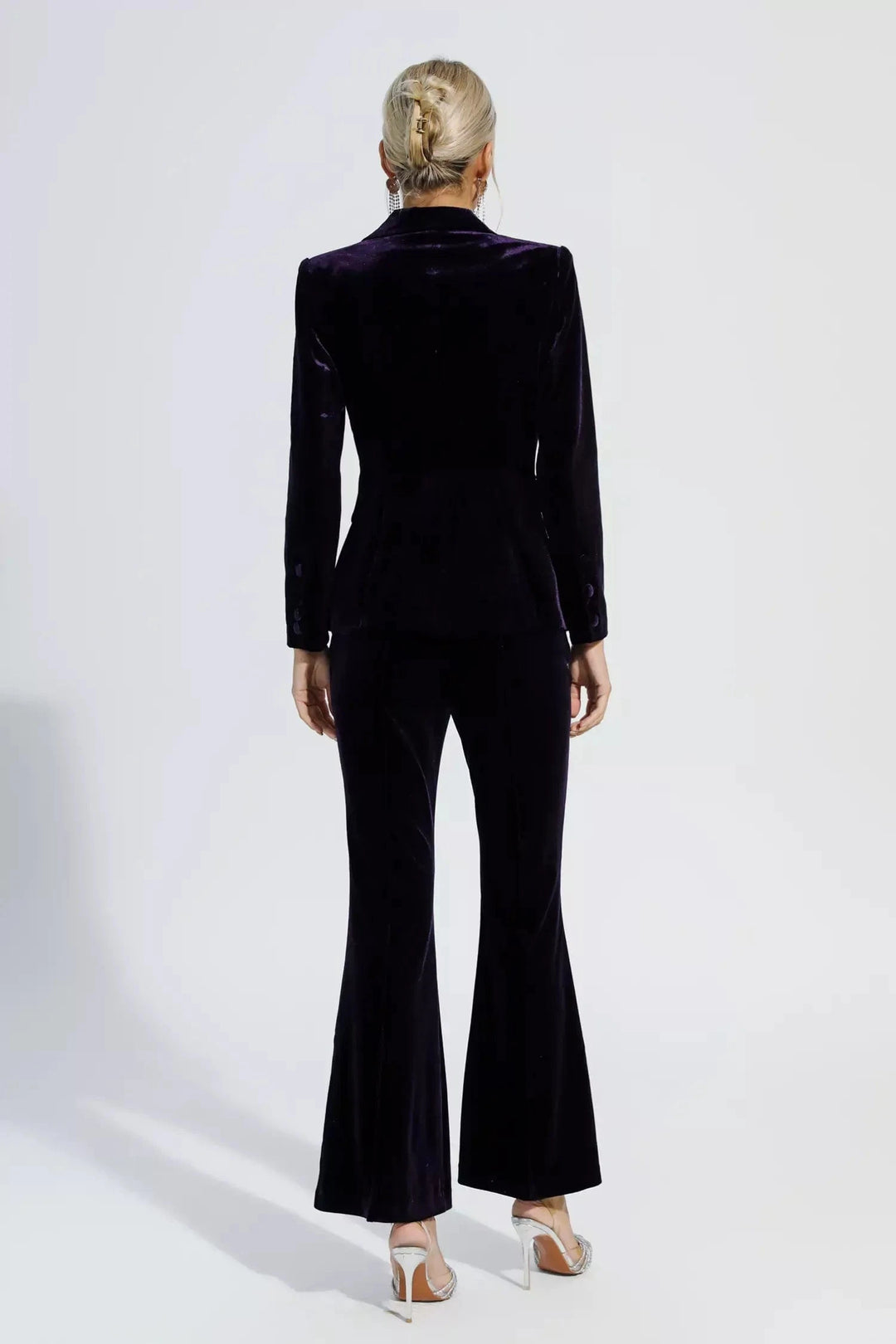 solovedress Purple 2 Piece Velvet Single Buttons Business Slim Fit Women Suit